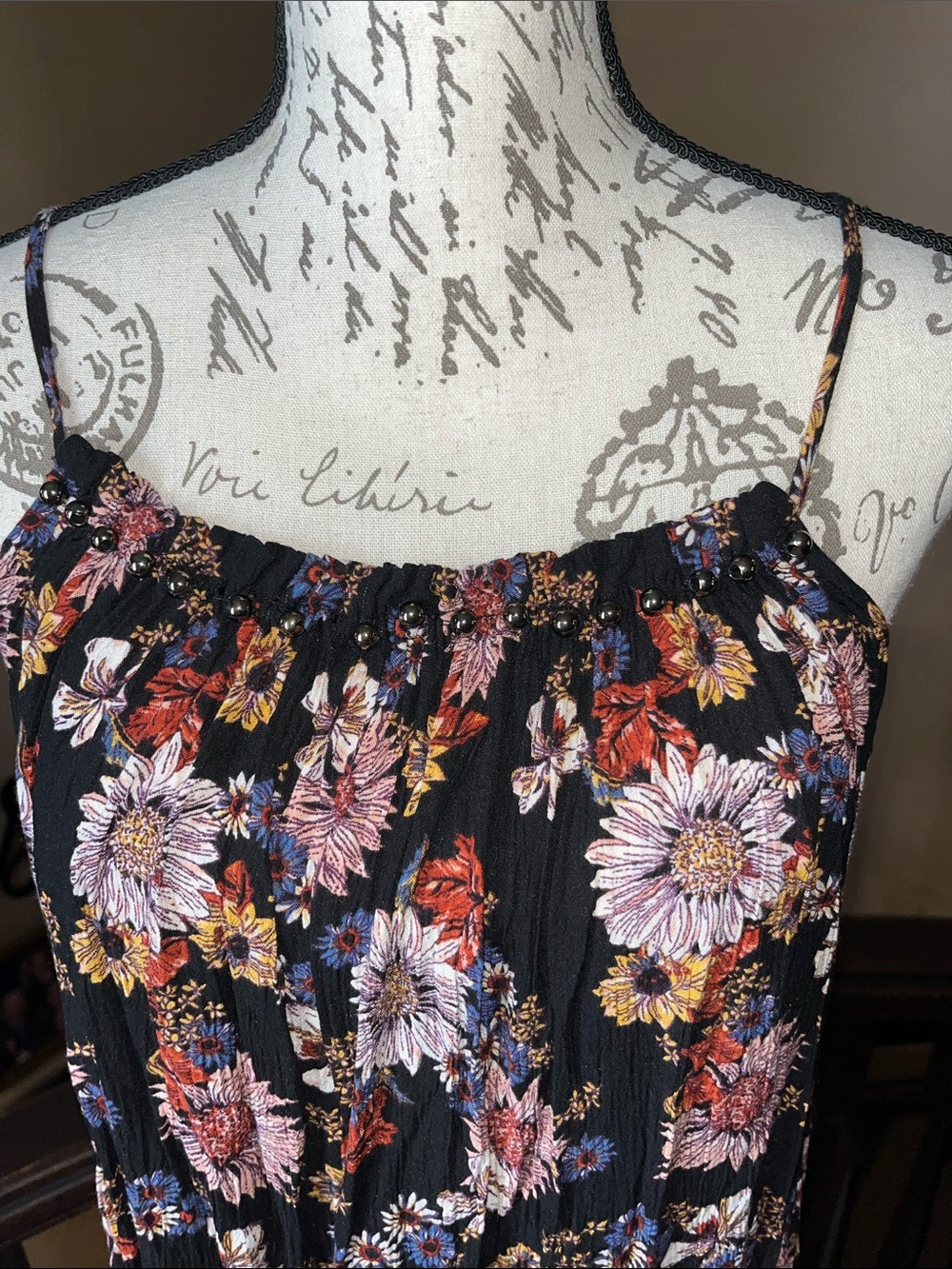 Maurices Black Floral Maxi dress with spaghetti straps - Picture 2 of 3